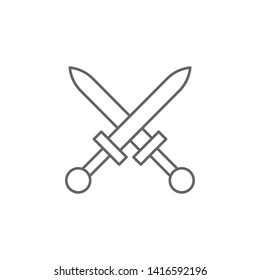 Justice swords outline icon. Elements of Law illustration line icon. Signs, symbols and vectors can be used for web, logo, mobile app, UI, UX