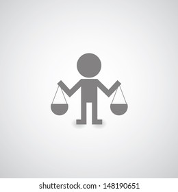 justice symbol on gray background