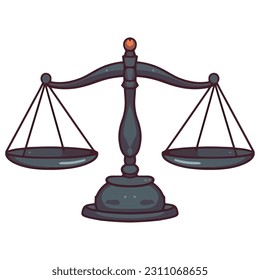 Justicia simbolizada por un icono de equilibrio de brazo igual aislado
