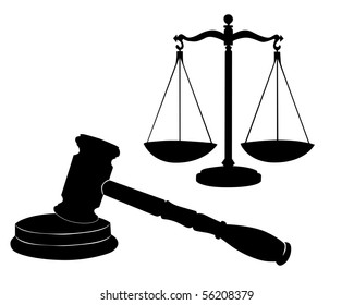 Justice symbols on a white background