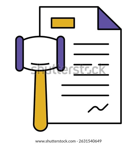 Justice System Contract Law Icon with Gavel vector design