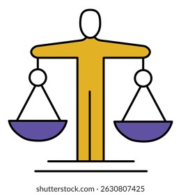 Justice System Human Rights Law vector Icon design with Gavel