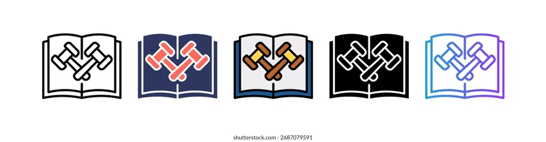 Ilustração de vetor múltiplo do ícone do sistema de justiça