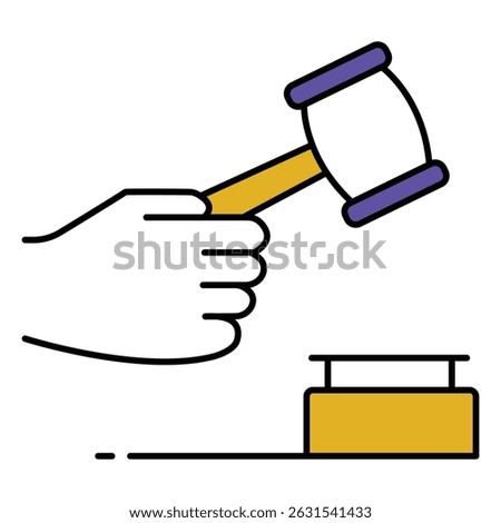 Justice System Judge Conclusion Icon with Gavel vector design