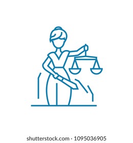 Justice system linear icon concept. Justice system line vector sign, symbol, illustration.