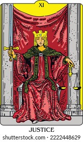 The justice .Tarot cards have been used for centuries.