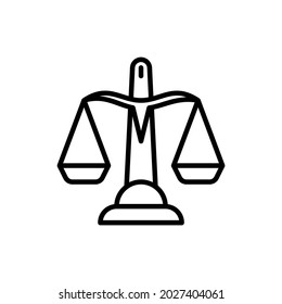 Justice thin line icon. Equilibrium, courthouse. Scales. Vector illustration.