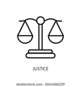 Iconos de vectores de línea delgada de justicia.