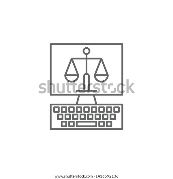 Justice typewriter outline icon. Elements of Law\
illustration line icon. Signs, symbols and vectors can be used for\
web, logo, mobile app, UI,\
UX