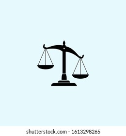 Justice Unbalanced Scales Silhouette . Flat Vector Icon