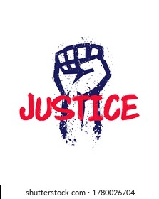justice vector poster with fist held high in protest