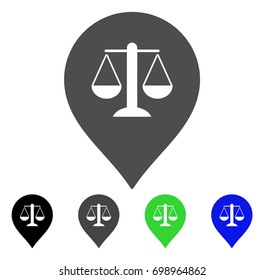 Justice Weight Marker flat vector illustration. Colored justice weight marker, gray, black, blue, green pictogram versions. Flat icon style for graphic design.