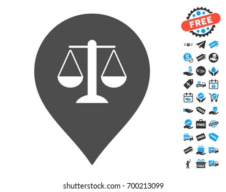 Justice Weight Marker gray pictograph with free bonus clip art. Vector illustration style is flat iconic symbols.