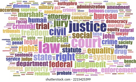 Justice word cloud concept. Justice word cloud. Made with the text only. colorful writings. Vector. illustration