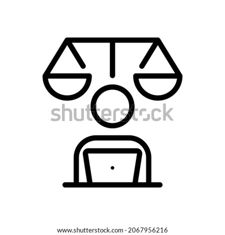 Justice at work, ethics, lawyer flat line vector icon for mobile application, button. Covid-19 Pandemic. Stay home. Illustration isolated white background. EPS 10 web design, logo, app, infographic.