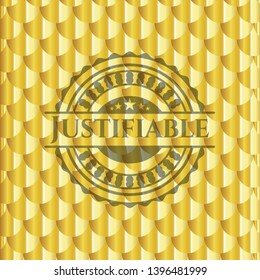Justifiable gold badge. Scales pattern. Vector Illustration. Detailed.