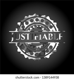 Justifiable grey camo emblem. Vector Illustration.