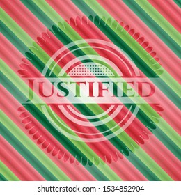 Justified christmas colors style badge. Vector Illustration. Detailed.