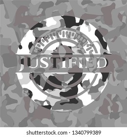 Justified on grey camouflage pattern
