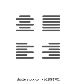 Justified type icon set - left justified, right justified, full, and centered 