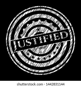 Justified written on a blackboard. Vector Illustration. Detailed.