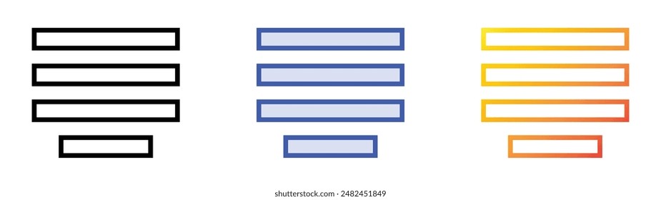 justify icon. Linear, Blue Fill and Gradient Style Design Isolated On White Background