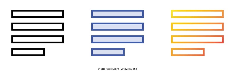 justify icon. Linear, Blue Fill and Gradient Style Design Isolated On White Background