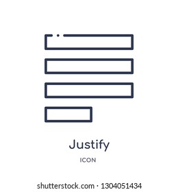 justify icon from user interface outline collection. Thin line justify icon isolated on white background.