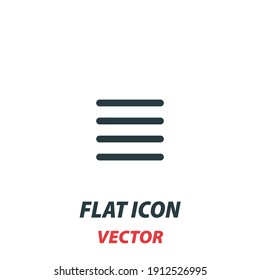 Justify paragraph alignment margin icon in a flat style. Vector illustration pictogram on white. Isolated symbol suitable for mobile concept, web apps, infographics, interface and apps design.