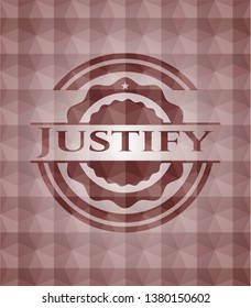 Justify red seamless emblem with geometric pattern.