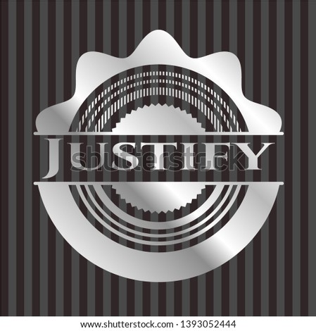 Justify silver emblem. Vector Illustration. Mosaic.