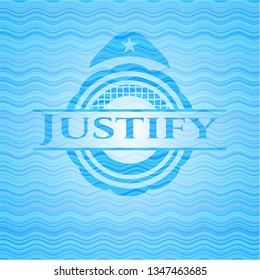 Justify sky blue water style emblem.