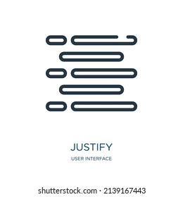 justify thin line icon. text, align linear icons from user interface concept isolated outline sign. Vector illustration symbol element for web design and apps.