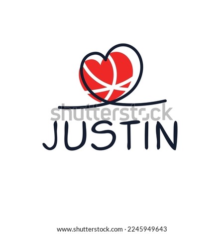 (Justin) Calligraphy name, Vector illustration.