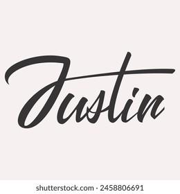 Justin English name greeting lettering card