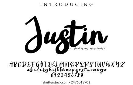 Justin Font Stylish brush painted an uppercase vector letters, alphabet, typeface