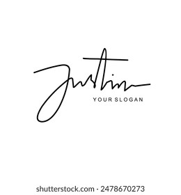 Justin name signature logo vector design