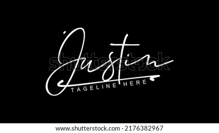 Justin Signature Logo Design, Stylish Justin Name Logo, Justin Name Signature Logo Vector Design.