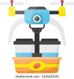 just-in-time supplies vector color icon design, Retail Food delivery service symbol, Touch less Meal Courier Sign, Grocery pickup stock illustration, unmanned aerial vehicle delivering Meal Concept,