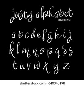 Justy vector alphabet lowercase characters. Good use for logotype, cover title, poster title, letterhead, body text, or any design you want. Easy to use, edit or change color. 