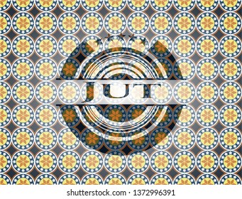 Jut arabic style emblem. Arabesque decoration.