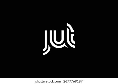 Diseño de logotipo de letra moderno único creativo de JUT. Diseño elegante del logotipo del monograma con los Elementos decorativos y la tipografía