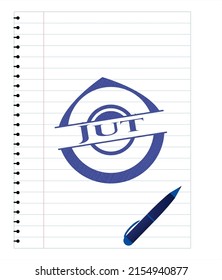 Jut drawn with pen strokes. Blue ink. Vector Illustration. Detailed. 