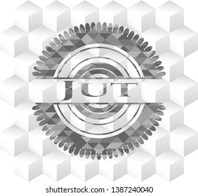 Jut grey emblem with cube white background