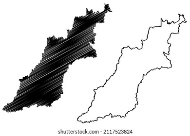 Jutai municipality (Amazonas state, Municipalities of Brazil, Federative Republic of Brazil) map vector illustration, scribble sketch Jutai map