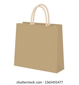 Jute bag. Eco lifestyle. 3d vector illusration