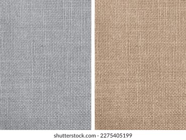 Jute Fabric Texture. Set of Greyscale and original brown- beige color. Rasterized texture vector illustration graphic resource. Backdrop, substrate and background. Textile Surface design digital art
