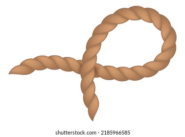 Jute Lasso. Brown Nautical Cable. Curved Rope