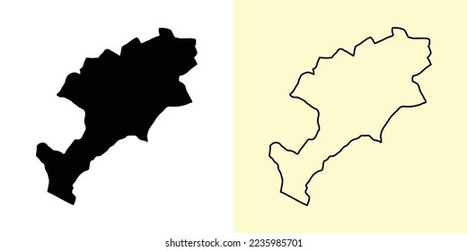 Jutiapa map, Guatemala, Americas. Filled and outline map designs. Vector illustration