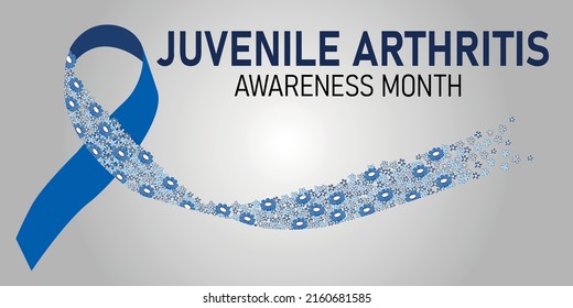 Juvenile Arthritis Awareness Month Banner. Horizontal Illustration Of Ribbon With Flowers